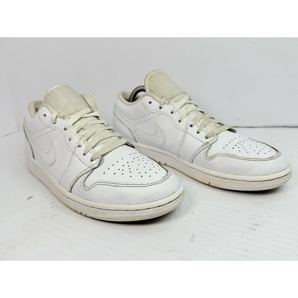 Air Jordan 1 Low Triple White 553558-136 Men's Size 7 Leather Sneakers